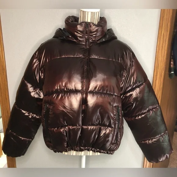 American Eagle shiny puffer coat M - Picture 10 of 15